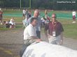 Jeff Bostic (Hog), Frank Hertzog (longtime Redskins Radio Announcer), and an anonymous white guy.